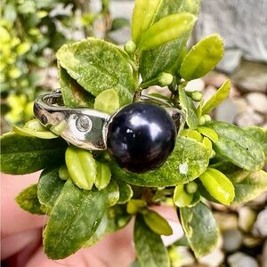 Elegant Purple Pearl Silver Ring